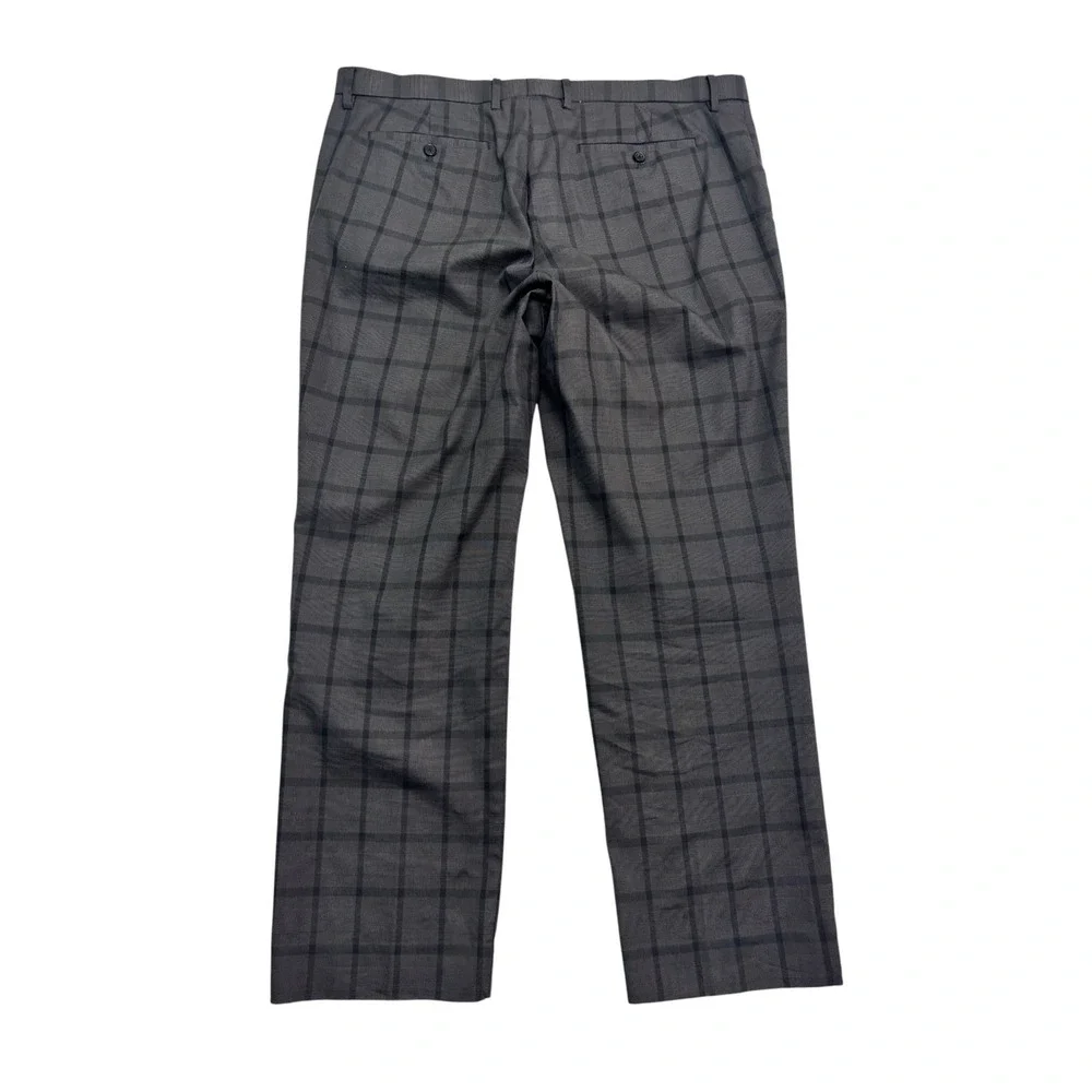 Banana Republic 38x32 Gray Windowpane Chino Dress Pants Trouser Cotton Slim Fit